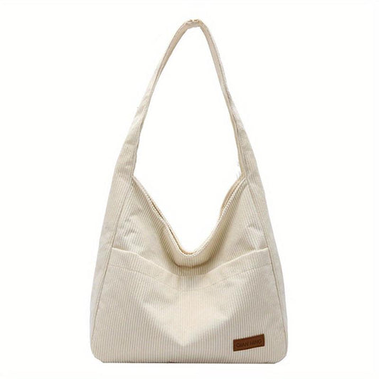 Large Capacity Corduroy Tote Bag Shoulder Shopping Underarm Bag