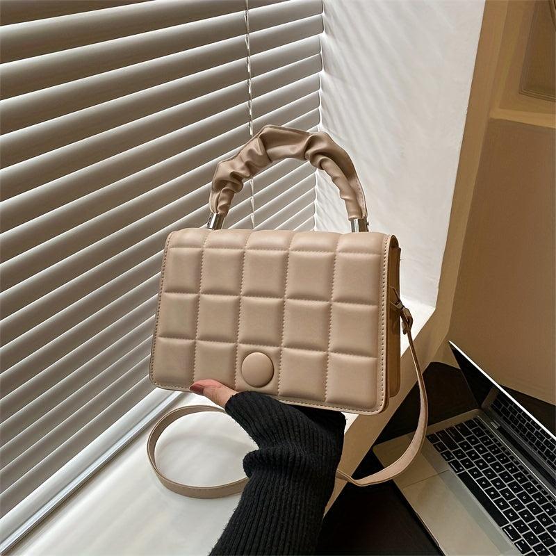 Checkerboard Pattern Square Bag Solid Shoulder Bag