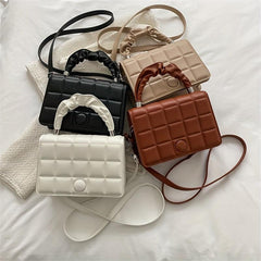 Checkerboard Pattern Square Bag Solid Shoulder Bag