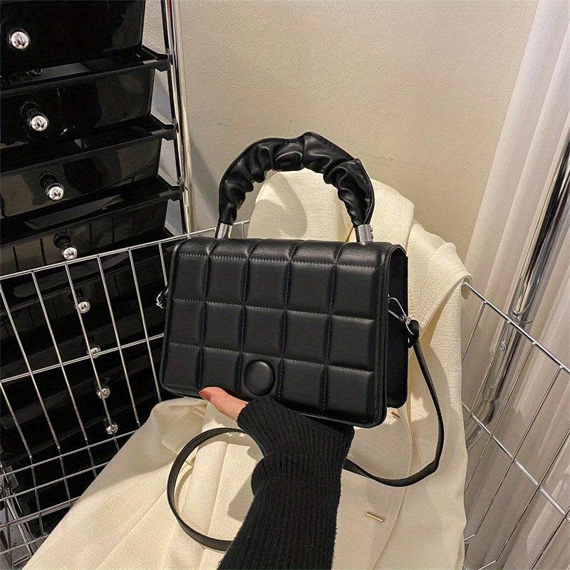 Checkerboard Pattern Square Bag Solid Shoulder Bag