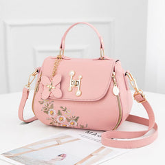 Floral Embroidery Crossbody Bag Women's Top Handle Flap Purse