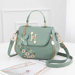 Floral Embroidery Crossbody Bag Women's Top Handle Flap Purse