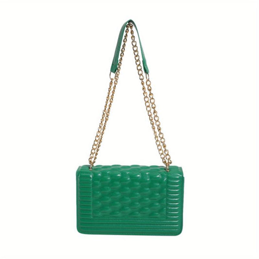 Embossed Pattern Square Shoulder Bag Chain Flap Casual Bag