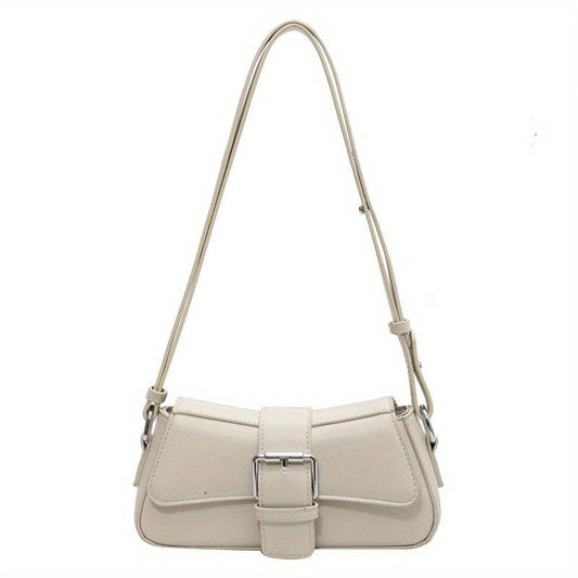 Minimalist Flap Shoulder Bag Solid Buckle Decor