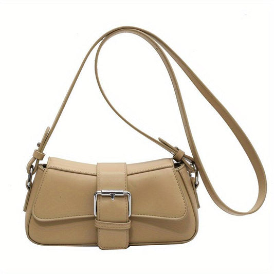 Minimalist Flap Shoulder Bag Solid Buckle Decor