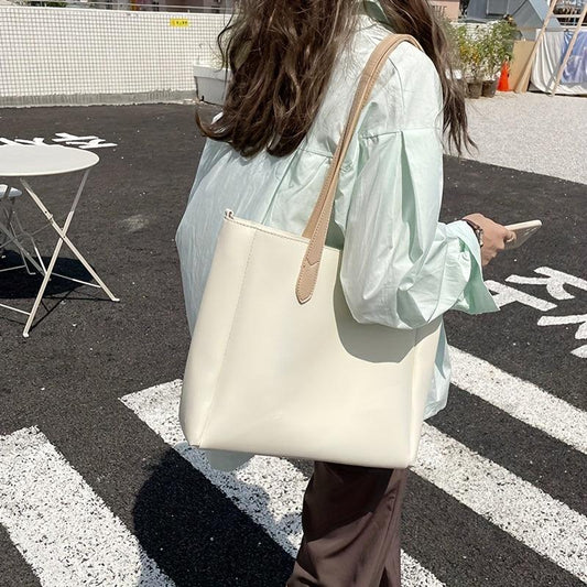 Women's Contrast Shoulder Tote Bag Large Capacity Crossbody Bag