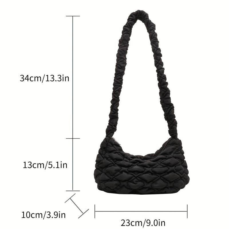 Ruched Quilted Crossbody Bag Lightweight Puffer Shoulder Bag