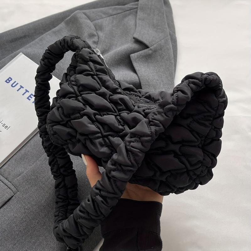 Ruched Quilted Crossbody Bag Lightweight Puffer Shoulder Bag