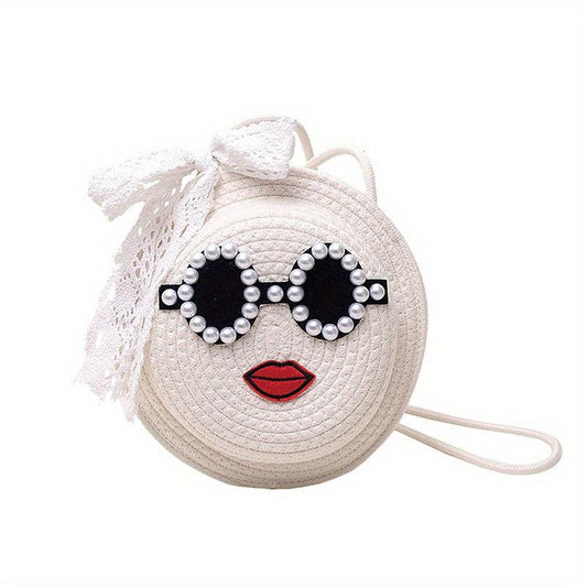 Bead Glasses Decor Straw Bag Minimalist Shoulder Bag