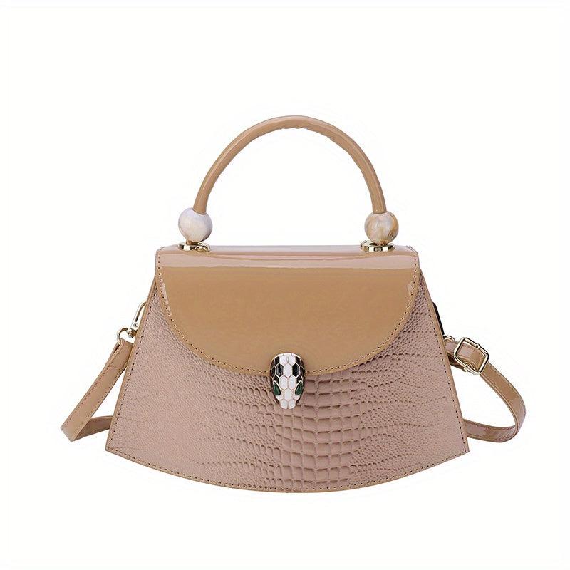 Snakeskin Print Flap Shoulder Bag PU Leather Handbag