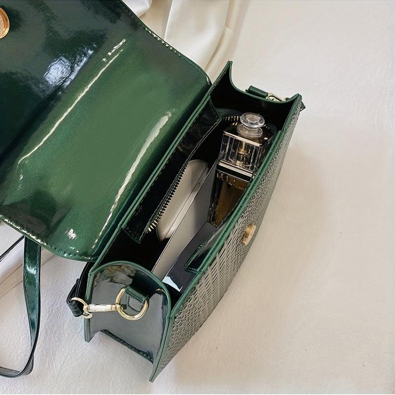 Snakeskin Print Flap Shoulder Bag PU Leather Handbag