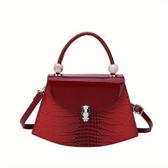 Snakeskin Print Flap Shoulder Bag PU Leather Handbag
