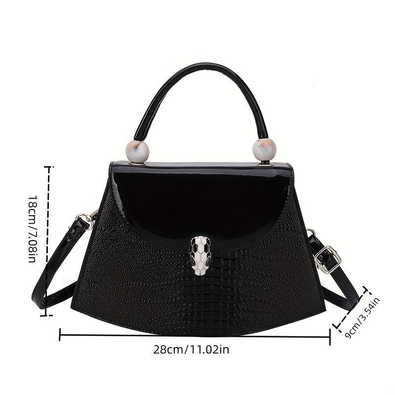 Snakeskin Print Flap Shoulder Bag PU Leather Handbag
