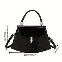 Snakeskin Print Flap Shoulder Bag PU Leather Handbag