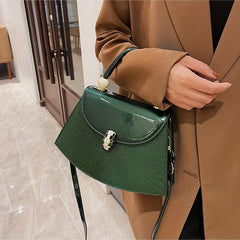 Snakeskin Print Flap Shoulder Bag PU Leather Handbag