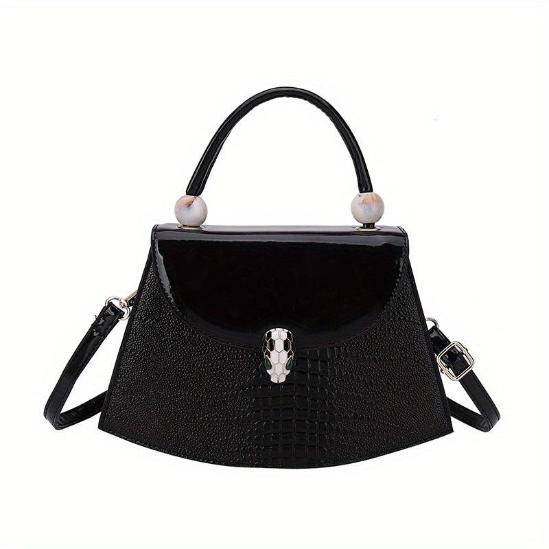 Snakeskin Print Flap Shoulder Bag PU Leather Handbag