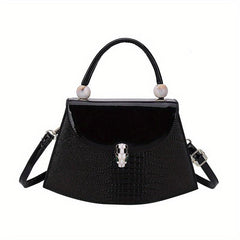Snakeskin Print Flap Shoulder Bag PU Leather Handbag
