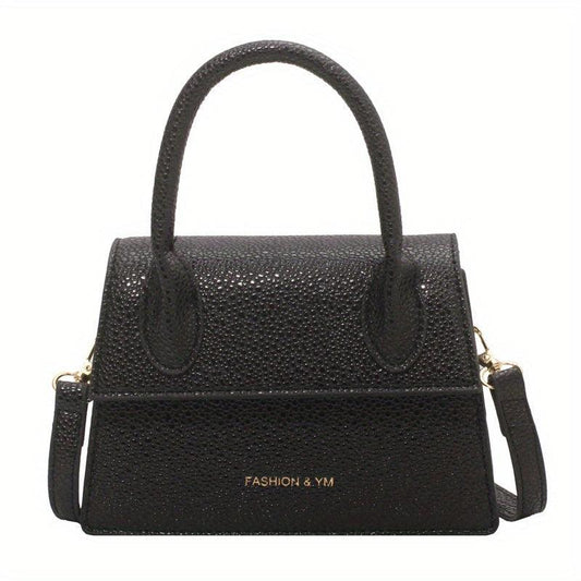 Litchi Embossed Crossbody Bag Square Flap Shoulder Bag Women's Handbag Purse