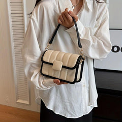 Colorblock Quilted Crossbody Bag Fairy Pink Flap Shoulder Bag