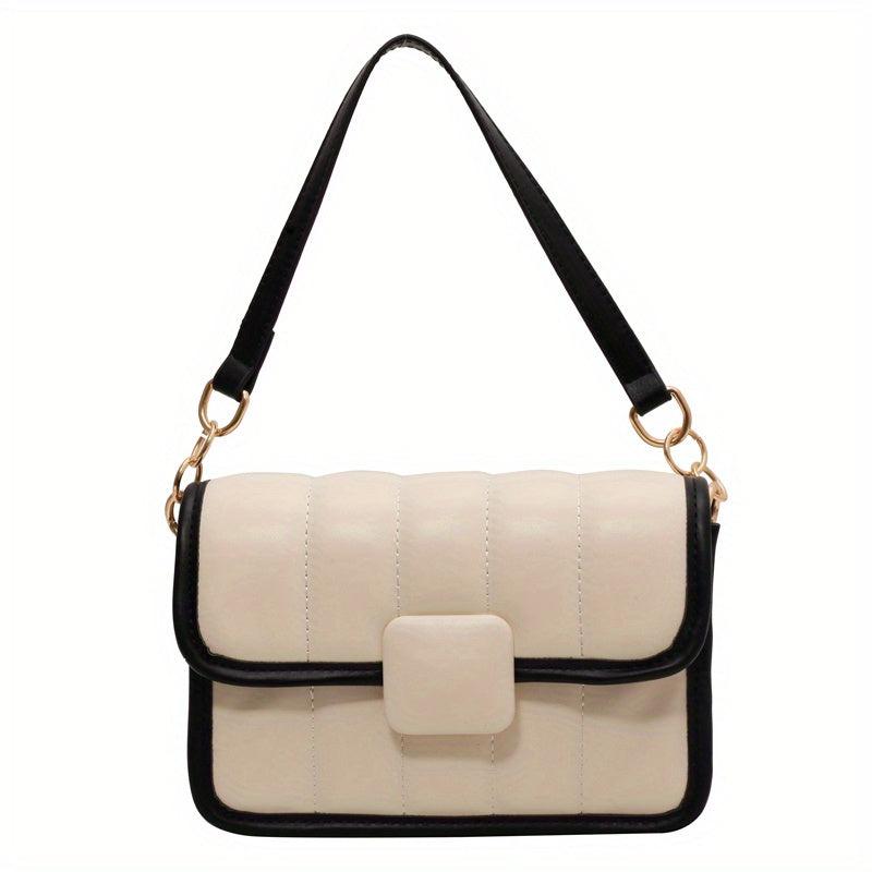 Colorblock Quilted Crossbody Bag Fairy Pink Flap Shoulder Bag