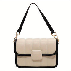 Colorblock Quilted Crossbody Bag Fairy Pink Flap Shoulder Bag