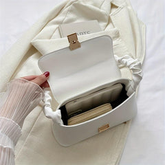 Solid Baguette Bag with Ruched Strap