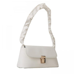 Solid Baguette Bag with Ruched Strap