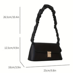 Solid Baguette Bag with Ruched Strap
