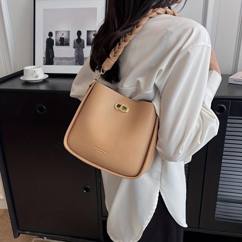 Braided Shoulder Bag PU Leather Large Capacity Crossbody Bag