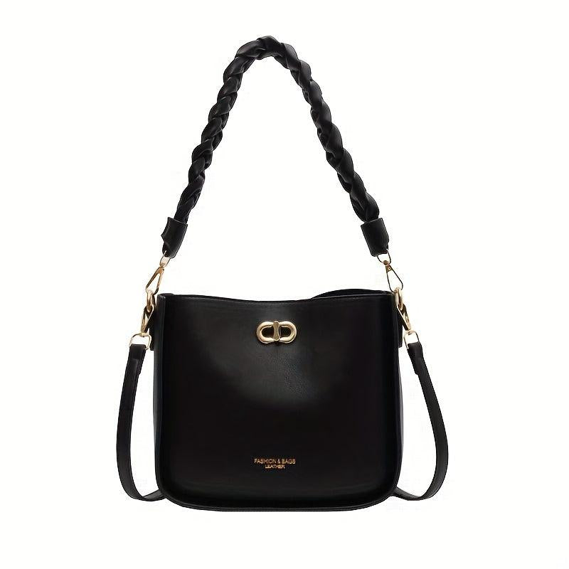 Braided Shoulder Bag PU Leather Large Capacity Crossbody Bag