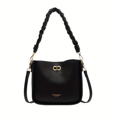 Braided Shoulder Bag PU Leather Large Capacity Crossbody Bag