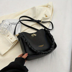 Braided Shoulder Bag PU Leather Large Capacity Crossbody Bag