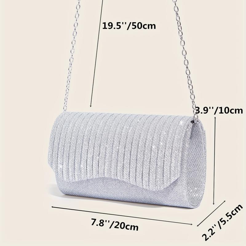 Rhinestone Glitter Chain Clutch Sparkly Flap Purse Evening Bag