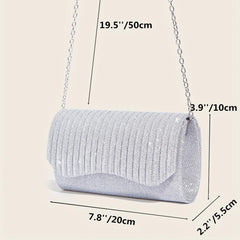 Rhinestone Glitter Chain Clutch Sparkly Flap Purse Evening Bag