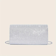 Rhinestone Glitter Chain Clutch Sparkly Flap Purse Evening Bag