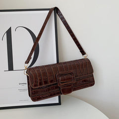 Crocodile Embossed Underarm Bag Buckle Dcor Bag