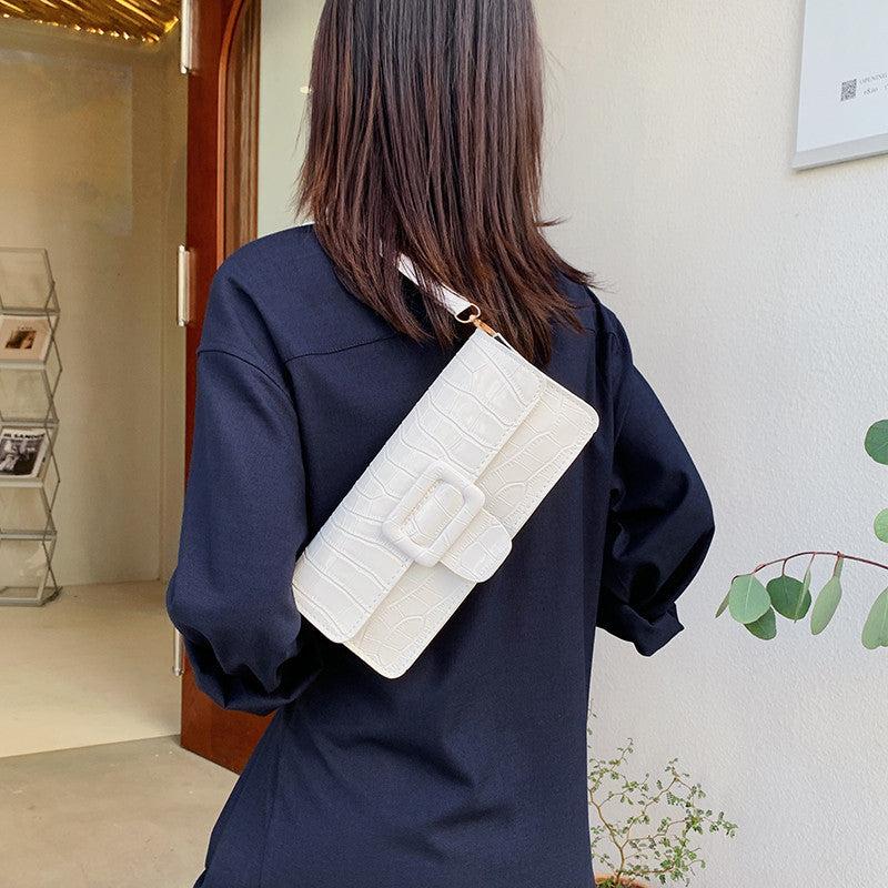 Crocodile Embossed Underarm Bag Buckle Dcor Bag