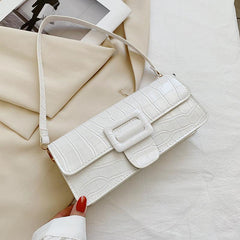 Crocodile Embossed Underarm Bag Buckle Dcor Bag
