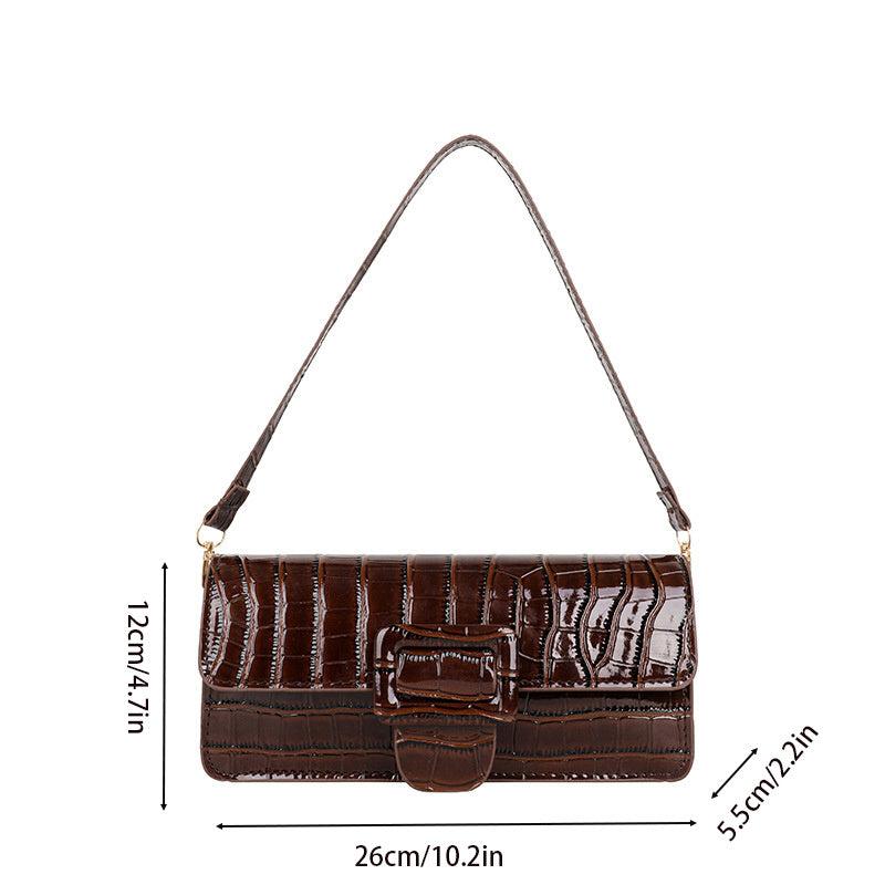 Crocodile Embossed Underarm Bag Buckle Dcor Bag