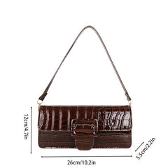 Crocodile Embossed Underarm Bag Buckle Dcor Bag