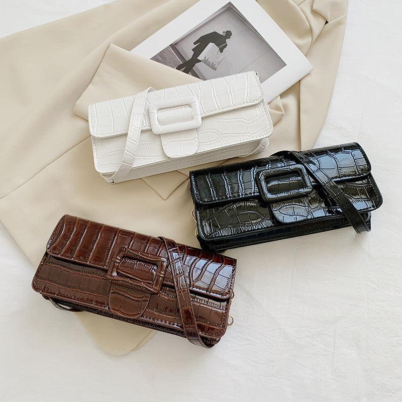 Crocodile Embossed Underarm Bag Buckle Dcor Bag