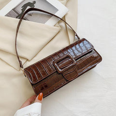 Crocodile Embossed Underarm Bag Buckle Dcor Bag