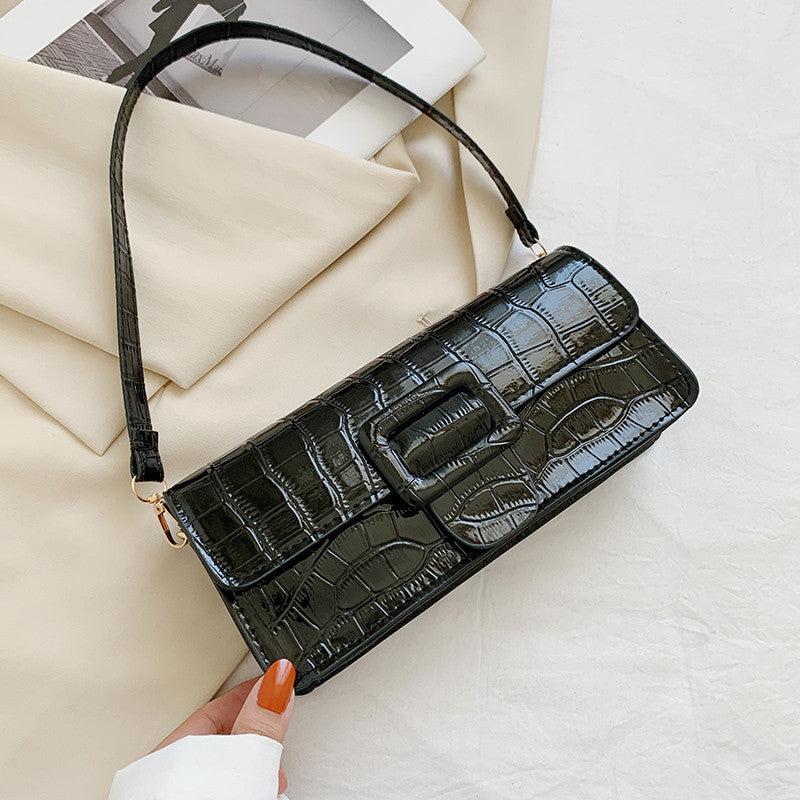 Crocodile Embossed Underarm Bag Buckle Dcor Bag