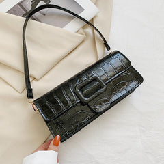 Crocodile Embossed Underarm Bag Buckle Dcor Bag