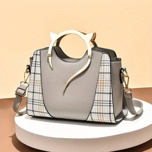 Classic Plaid Pattern Tote Satchel Bag Shoulder Handbag