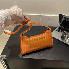 Argyle Pattern Baguette Bag Underarm All Match Zipper Bag