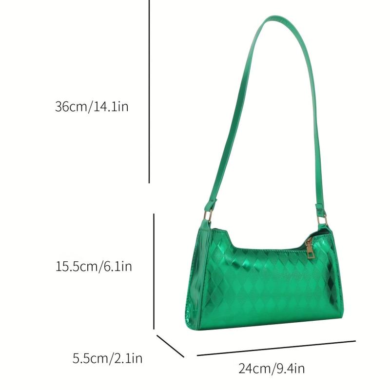 Argyle Pattern Baguette Bag Underarm All Match Zipper Bag