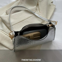 Glossy Crocodile Pattern Underarm Bag