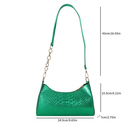 Glossy Crocodile Pattern Underarm Bag