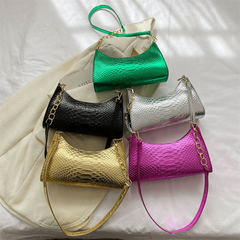 Glossy Crocodile Pattern Underarm Bag